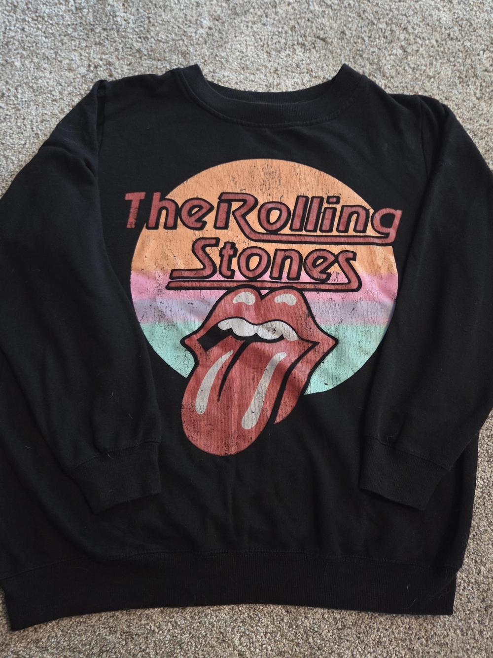 the Rolling Stones Black Tee with White Script Logo